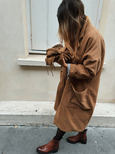 Manteau Boyfriend Izia laine et cachemire caramel