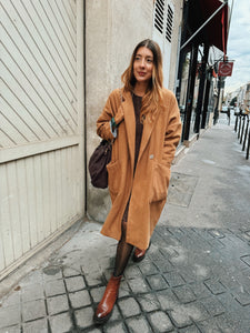 Manteau Boyfriend Izia laine et cachemire caramel