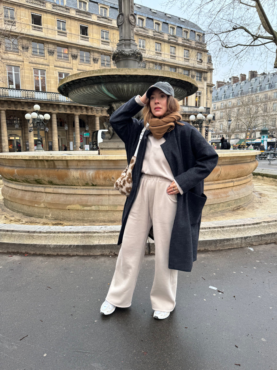 Manteau Boyfriend Izia laine bouillie gris foncé