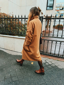 Manteau Boyfriend Izia laine et cachemire caramel