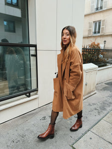 Manteau Boyfriend Izia laine et cachemire caramel